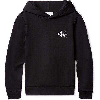 Fleece Calvin Klein Jeans Small Monogram Hoodie Black 8 χρονών Fleece Calvin Klein Jeans Small Monogram Hoodie Black 8 χρονών