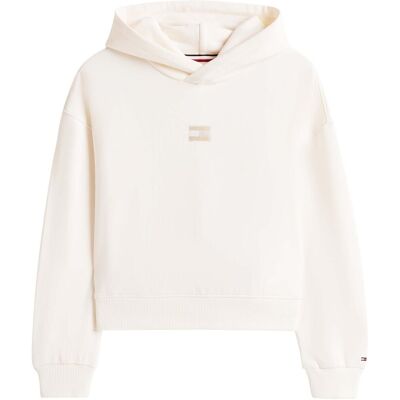 Fleece Tommy Hilfiger Tonal Flag Hoodie Άσπρο 8 χρονών Fleece Tommy Hilfiger Tonal Flag Hoodie Άσπρο 8 χρονών