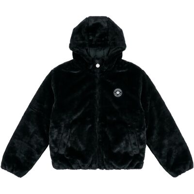 Μπουφάν Converse HOODED FAUX FUR JACKET Black 12 / 13 ans Μπουφάν Converse HOODED FAUX FUR JACKET Black 12 / 13 ans
