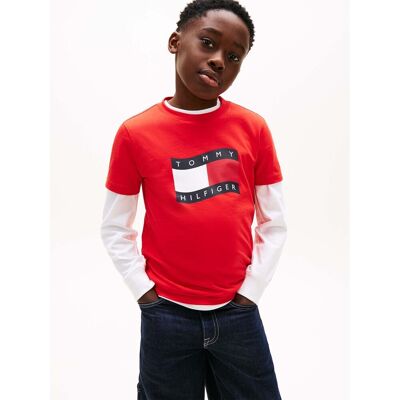 T-shirts & Polos Tommy Hilfiger Wavy Flag T-Shirt Red 14 χρονών T-shirts & Polos Tommy Hilfiger Wavy Flag T-Shirt Red 14 χρονών