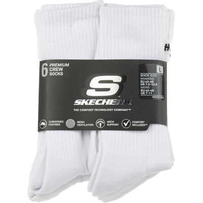Αθλητικές κάλτσες Skechers 6pk Core Crew LG Socks Άσπρο 43 / 46 Αθλητικές κάλτσες Skechers 6pk Core Crew LG Socks Άσπρο 43 / 46