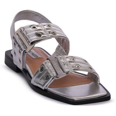 Σανδάλια χωρίς τακούνι Steve Madden SILVER SARIA Grey 37 1/2 Σανδάλια χωρίς τακούνι Steve Madden SILVER SARIA Grey 37 1/2