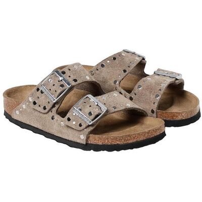 Mules BIRKENSTOCK Sandales Arizona Rivet en cuir nubuck taupe Beige 39 Mules BIRKENSTOCK Sandales Arizona Rivet en cuir nubuck taupe Beige 39