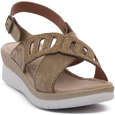 Σανδάλια με πλατφόρμα Valleverde BRONZO Beige 39 Σανδάλια με πλατφόρμα Valleverde BRONZO Beige 39