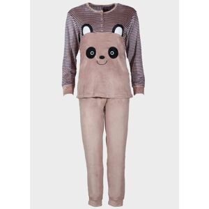 gsecret Γυναικεία χειμερινή πιτζάμα "Panda" ρίγες παντελόνι μονόχρωμο. Homewear Style. ΡΟΖ - ΡΟΖ - Μέγεθος: M,XL,XXL