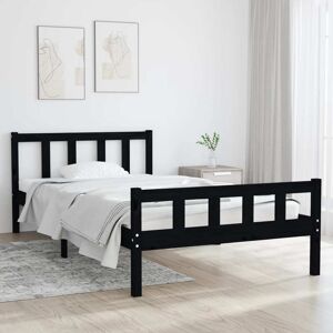 vidaXL Solid Wood Bed Black 100x200 cm