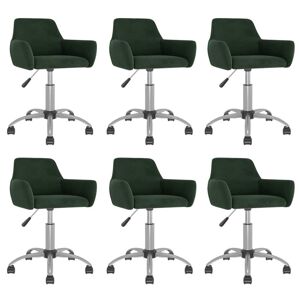 vidaXL Καρέκλες Τραπεζαρίας Περιστρ. 6 τεμ. Σκούρο Πράσινο Βελούδινες