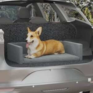 vidaXL Κάθισμα Αυτοκινήτου Σκύλου Αν. Γκρι 70 x 45 εκ. Όψη Λινού