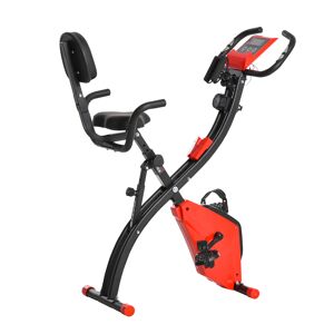 HOMCOM Πτυσσόμενο ποδήλατο γυμναστικής HOMCOM 2 σε 1, ρυθμιζόμενη μαγνητική αντίσταση 8 επιπέδων, ποδήλατο γυμναστικής με αισθητήρα καρδιακών παλμών, ιμάντες για μπράτσα, οθόνη LCD, βολάν 2,5 κιλών, κόκκινο