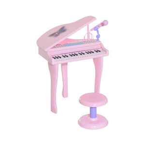 HOMCOM Παιδικό Ηλεκτρονικό Πιάνο με Κάθισμα και Μικρόφωνο Χρώματος Ροζ HOMCOM 390-003PK