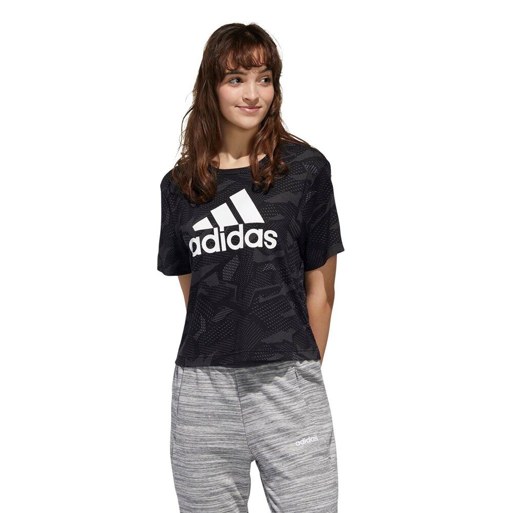 adidas γυναικείο t-shirt essentials allover print  - black