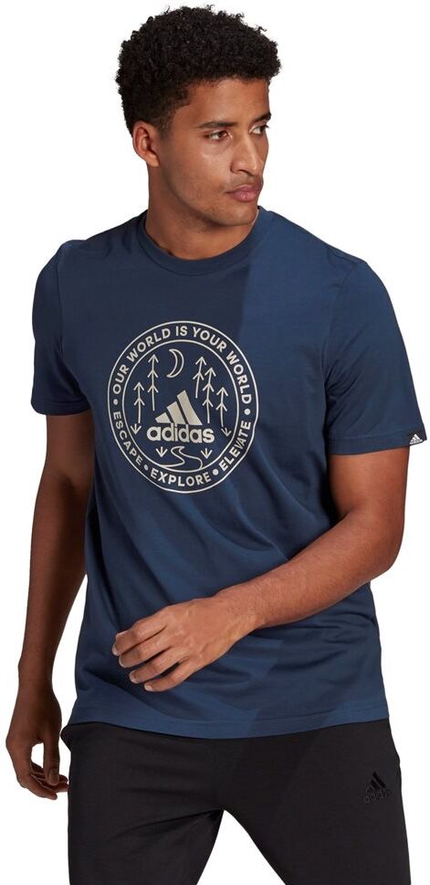 adidas ανδρικό t-shirt explore nature print  - blue navy