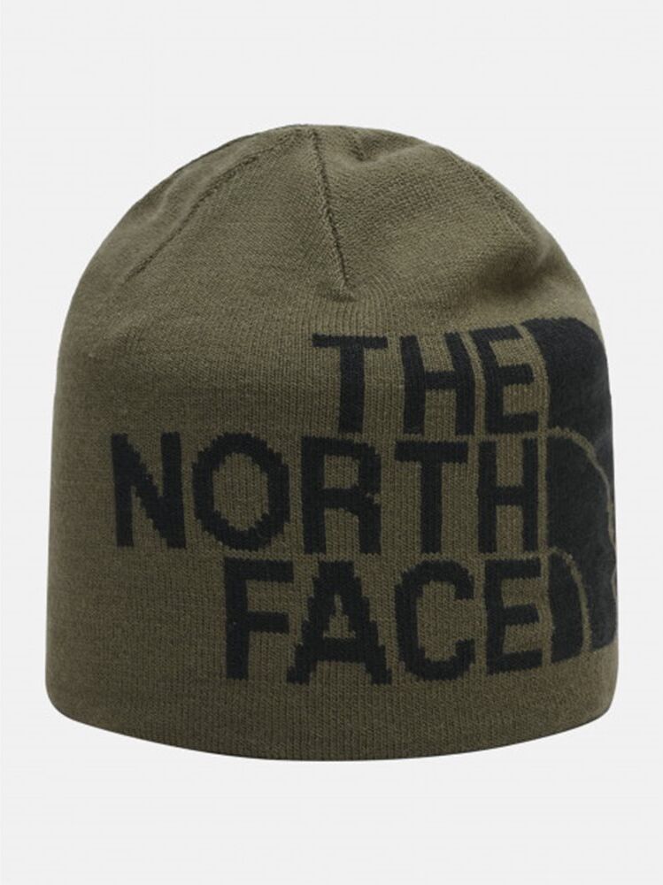 the north face ανδρικό σκουφί reversible banner beanie  - oliv-black