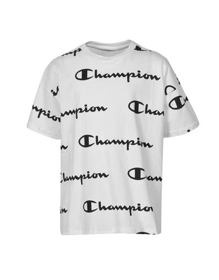 champion t-shirt american full logo  - white-blak