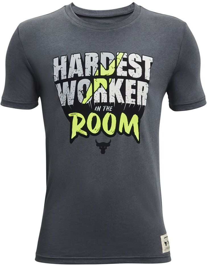 under armour παιδικό t-shirt project rock hardest worker in the room  - charc-yell