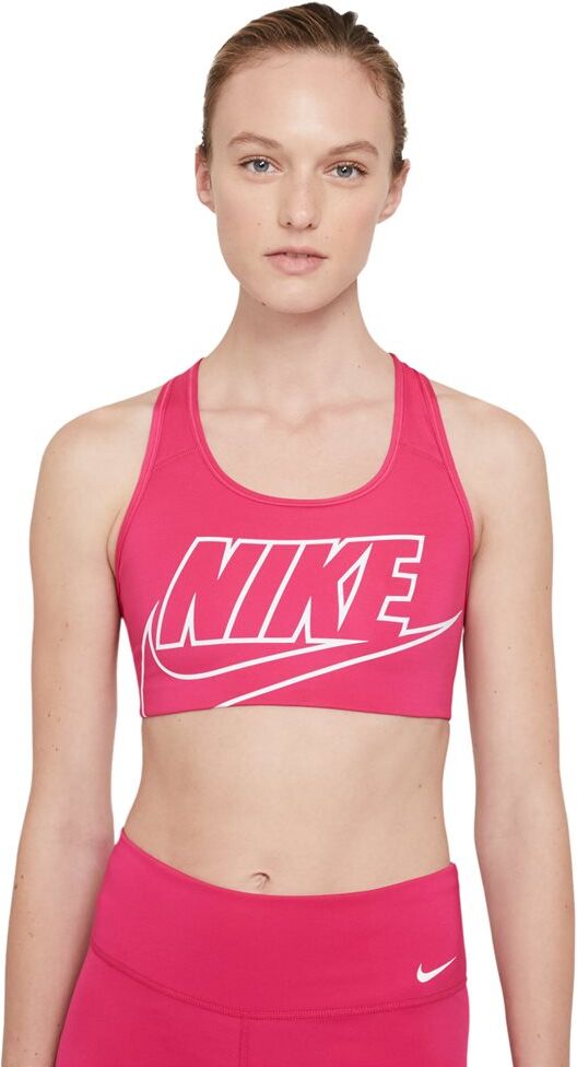 nike γυναικείο μπουστάκι swoosh (medium support)  - fouchsia