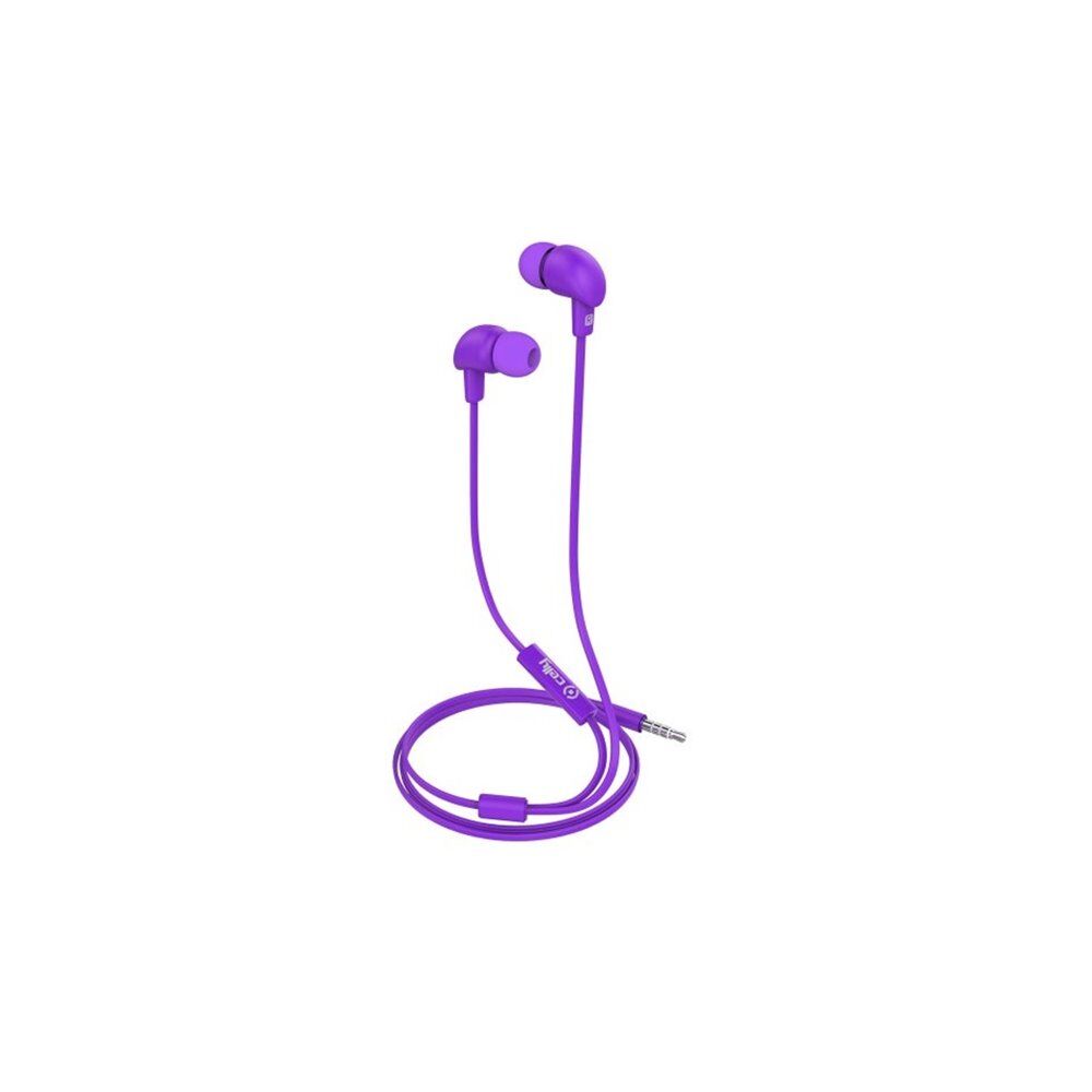 celly ακουστικά up 600 stereo earphone 3.5mm flat cable  - purple