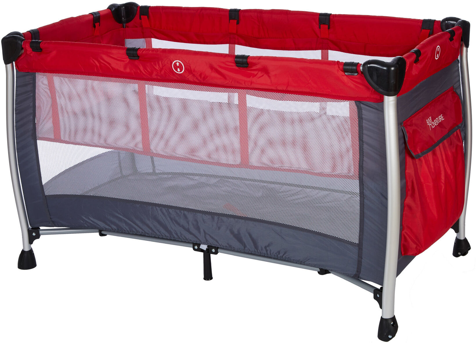 BABY ADVENTURE Παρκοκρέβατο 2 Θέσεων HOLIDAY ALUMINIUM Red Grey 60*120cm