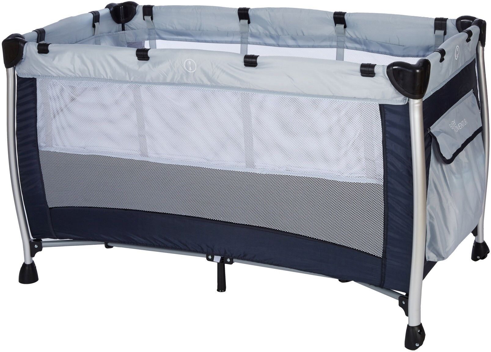 BABY ADVENTURE Παρκοκρέβατο 2 Θέσεων HOLIDAY ALUMINIUM Grey Navy 60*120cm