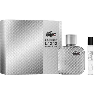 LACOSTE L.12.12 Silver Grey Eau De Parfum Set 50ml & Travel Spray 7,5ml LACOSTE L.12.12 Silver Grey Eau De Parfum Set 50ml & Travel Spray 7,5ml