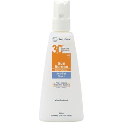 FREZYDERM SUN SCREEN ANTI-SEB SPRAY SPF30 150ml FREZYDERM SUN SCREEN ANTI-SEB SPRAY SPF30 150ml