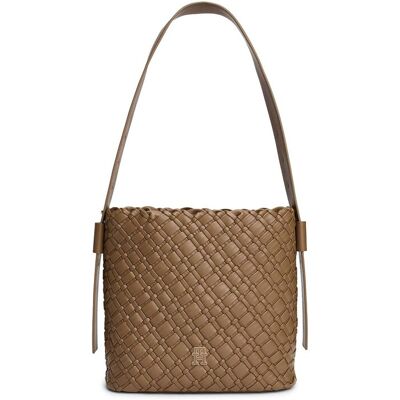 Tommy Hilfiger γυναικεία τσάντα ώμου με μεταλλικό monogram και πλεκτό σχέδιο "TH Braided" - AW0AW18160 Καφέ ONE SIZE Tommy Hilfiger γυναικεία τσάντα ώμου με μεταλλικό monogram και πλεκτό σχέδιο "TH Braided" - AW0AW18160 Καφέ ONE SIZE