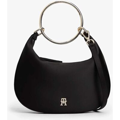 Tommy Hilfiger γυναικεία τσάντα χειρός hobo με μεταλλικό monogram "TH Bright Bracelet" - AW0AW18236 Μαύρο ONE SIZE Tommy Hilfiger γυναικεία τσάντα χειρός hobo με μεταλλικό monogram "TH Bright Bracelet" - AW0AW18236 Μαύρο ONE SIZE