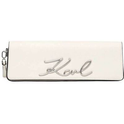 Karl Lagerfeld γυναικεία δερμάτινη τσάντα clutch "Signature 2.0 Slim" - B1W30048 Λευκό ONE SIZE Karl Lagerfeld γυναικεία δερμάτινη τσάντα clutch "Signature 2.0 Slim" - B1W30048 Λευκό ONE SIZE