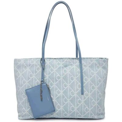 Calvin Klein Jeans γυναικεία denim τσάντα tote με pouch και all-over monogram - LV04F3428G Denim Blue Ανοιχτό ONE SIZE Calvin Klein Jeans γυναικεία denim τσάντα tote με pouch και all-over monogram - LV04F3428G Denim Blue Ανοιχτό ONE SIZE