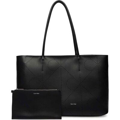Calvin Klein Jeans γυναικεία δερμάτινη τσάντα tote με pouch και all-over monogram - LV04F3359G Μαύρο ONE SIZE Calvin Klein Jeans γυναικεία δερμάτινη τσάντα tote με pouch και all-over monogram - LV04F3359G Μαύρο ONE SIZE
