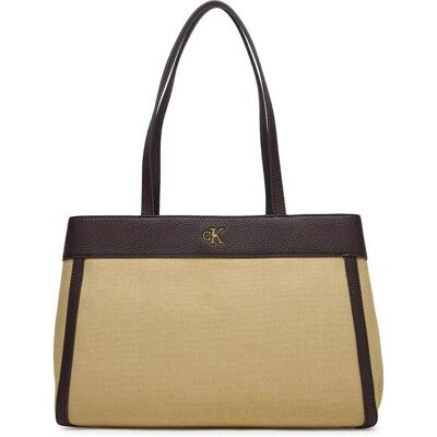 Calvin Klein Jeans γυναικεία canvas τσάντα tote με monogram - LV04F3503G Μπεζ ONE SIZE Calvin Klein Jeans γυναικεία canvas τσάντα tote με monogram - LV04F3503G Μπεζ ONE SIZE