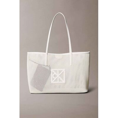 Calvin Klein Jeans γυναικεία τσάντα tote με διάτρητο σχέδιο και monogram - LV04F3380G Λευκό ONE SIZE Calvin Klein Jeans γυναικεία τσάντα tote με διάτρητο σχέδιο και monogram - LV04F3380G Λευκό ONE SIZE