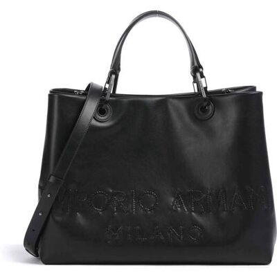Giorgio Armani Emporio Armani γυναικεία δερμάτινη τσάντα χειρός με λογότυπο - EW000360AF13792 Μαύρο ONE SIZE Giorgio Armani Emporio Armani γυναικεία δερμάτινη τσάντα χειρός με λογότυπο - EW000360AF13792 Μαύρο ONE SIZE