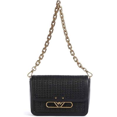 Giorgio Armani Emporio Armani γυναικεία τσάντα ώμου με διάτρητο πλεκτό σχέδιο και μεταλλικό λογότυπο - EW001922AF15873 Μαύρο ONE SIZE Giorgio Armani Emporio Armani γυναικεία τσάντα ώμου με διάτρητο πλεκτό σχέδιο και μεταλλικό λογότυπο - EW001922AF15873 Μαύρο ONE SIZE