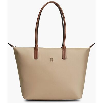 Tommy Hilfiger γυναικεία τσάντα tote με μεταλλικό monogram "Popette" - AW0AW17711 Μπεζ ONE SIZE Tommy Hilfiger γυναικεία τσάντα tote με μεταλλικό monogram "Popette" - AW0AW17711 Μπεζ ONE SIZE
