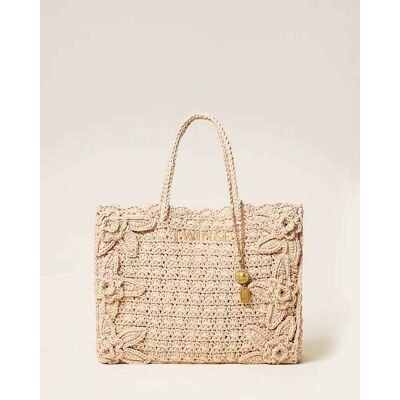 Twinset γυναικεία πλεκτή τσάντα ώμου shopper με γούρι - 261TB7510 Εκρού ONE SIZE Twinset γυναικεία πλεκτή τσάντα ώμου shopper με γούρι - 261TB7510 Εκρού ONE SIZE
