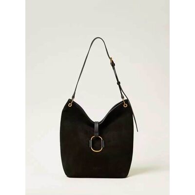 Twinset γυναικεία suede τσάντα ώμου hobo - 262TB7150 Μαύρο ONE SIZE Twinset γυναικεία suede τσάντα ώμου hobo - 262TB7150 Μαύρο ONE SIZE