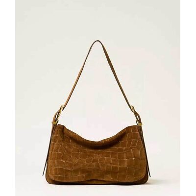 Twinset γυναικεία τσάντα ώμου suede με crocodile print "Liliane" - 262TD8140 Ταμπά ONE SIZE Twinset γυναικεία τσάντα ώμου suede με crocodile print "Liliane" - 262TD8140 Ταμπά ONE SIZE