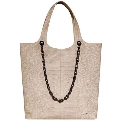 John Richmond γυναικεία δερμάτινη τσάντα tote με croco pattern και διακοσμητική αλυσίδα "Raipati" - RWP26219BO Μπεζ ONE SIZE John Richmond γυναικεία δερμάτινη τσάντα tote με croco pattern και διακοσμητική αλυσίδα "Raipati" - RWP26219BO Μπεζ ONE SIZE