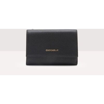 Coccinelle γυναικείο πορτοφόλι με χρυσό λογότυπο "Metallic Soft" - E2MW5-116601 Μαύρο ONE SIZE Coccinelle γυναικείο πορτοφόλι με χρυσό λογότυπο "Metallic Soft" - E2MW5-116601 Μαύρο ONE SIZE