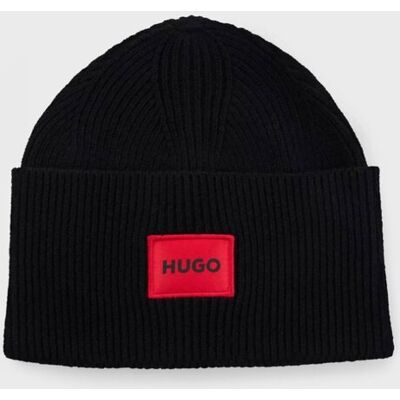 Hugo ανδρικός μάλλινος σκούφος ribbed με logo patch - 50496011 Μαύρο ONE SIZE Hugo ανδρικός μάλλινος σκούφος ribbed με logo patch - 50496011 Μαύρο ONE SIZE