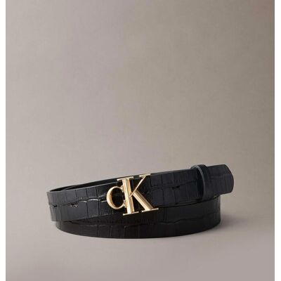 Calvin Klein Jeans γυναικεία δερμάτινη ζώνη με croco pattern και μεταλλικό monogram - LV04F7102G Μαύρο 100cm Calvin Klein Jeans γυναικεία δερμάτινη ζώνη με croco pattern και μεταλλικό monogram - LV04F7102G Μαύρο 100cm
