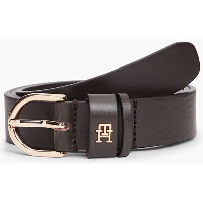 Tommy Hilfiger γυναικεία δερμάτινη ζώνη με μεταλλικό monogram - AW0AW16836 Καφέ Σκούρο 90 Tommy Hilfiger γυναικεία δερμάτινη ζώνη με μεταλλικό monogram - AW0AW16836 Καφέ Σκούρο 90