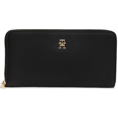Tommy Hilfiger γυναικείο πορτοφόλι με μεταλλικό monogram - AW0AW18483 Μαύρο ONE SIZE Tommy Hilfiger γυναικείο πορτοφόλι με μεταλλικό monogram - AW0AW18483 Μαύρο ONE SIZE