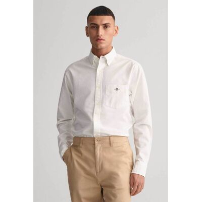 Gant ανδρικό πουκάμισο oxford button down με τσέπη και κεντημένο λογότυπο Regular Fit - 3000200 Λευκό 3XL Gant ανδρικό πουκάμισο oxford button down με τσέπη και κεντημένο λογότυπο Regular Fit - 3000200 Λευκό 3XL