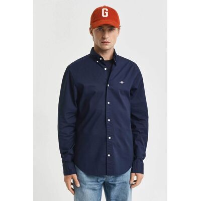 Gant ανδρικό πουκάμισο button down classic poplin με κεντημένο λογότυπο Slim Fit - 3000102 Μπλε Σκούρο 3XL Gant ανδρικό πουκάμισο button down classic poplin με κεντημένο λογότυπο Slim Fit - 3000102 Μπλε Σκούρο 3XL