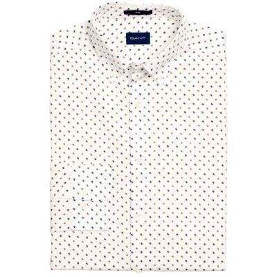 Gant ανδρικό πουκάμισο button down με μικροσχέδιο Slim Fit - 3005772 Λευκό XXL Gant ανδρικό πουκάμισο button down με μικροσχέδιο Slim Fit - 3005772 Λευκό XXL