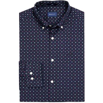 Gant ανδρικό πουκάμισο button down με μικροσχέδιο Slim Fit - 3005772 Μπλε Σκούρο M Gant ανδρικό πουκάμισο button down με μικροσχέδιο Slim Fit - 3005772 Μπλε Σκούρο M