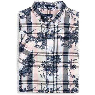 Gant ανδρικό κοντομάνικο πουκάμισο button down καρό με all-over print Regular Fit - 3016031 Λευκό M Gant ανδρικό κοντομάνικο πουκάμισο button down καρό με all-over print Regular Fit - 3016031 Λευκό M