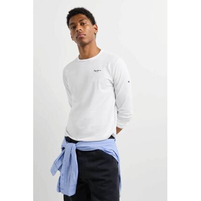 Pepe Jeans ανδρική μακρυμάνικη μπλούζα με logo print Slim Fit "Original Basic" - PM508211 Λευκό L Pepe Jeans ανδρική μακρυμάνικη μπλούζα με logo print Slim Fit "Original Basic" - PM508211 Λευκό L